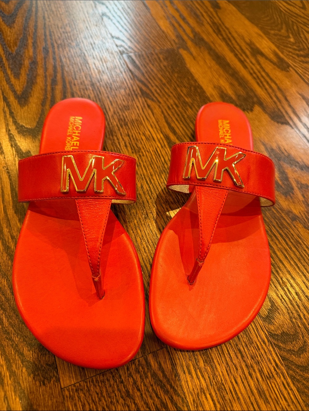 MICHAEL Michael Kors Red MK Logo Thong Sandals